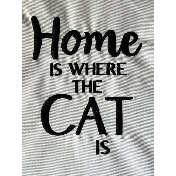Ganz Home Is Where The Cat Is B&W Linen Blend Tea Towel Embroider 24" NWT Gift - Picture 1 of 6